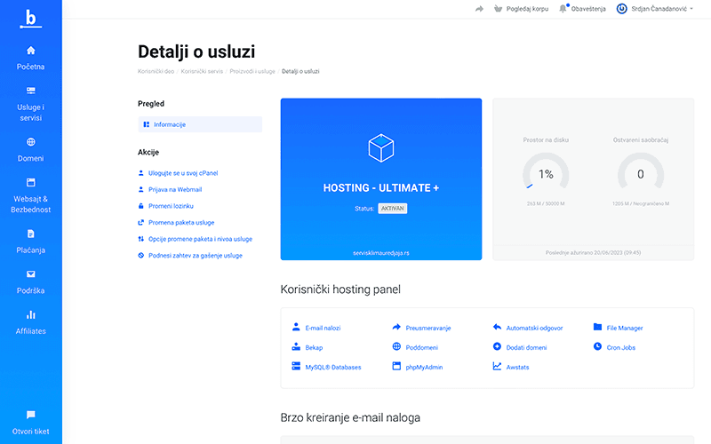 shared cpanel web hosting srbija